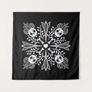 Tenture Cute goth kawaii drôle crâne Harajuku Noir