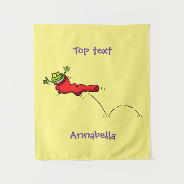 Tenture Cute grenouille dans une chaussette rouge saut de  (Devant)