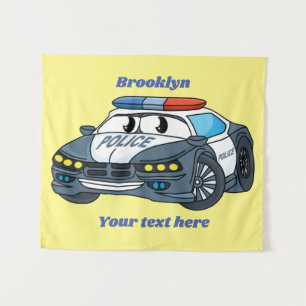 Tenture Cute happy police car cartoon illustration