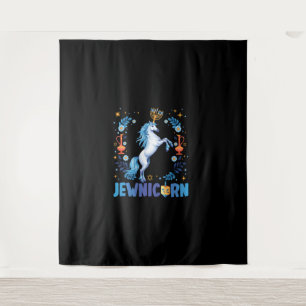 Tenture Cute Jewnicorn juive Unicorn Menorah Chanukah Han