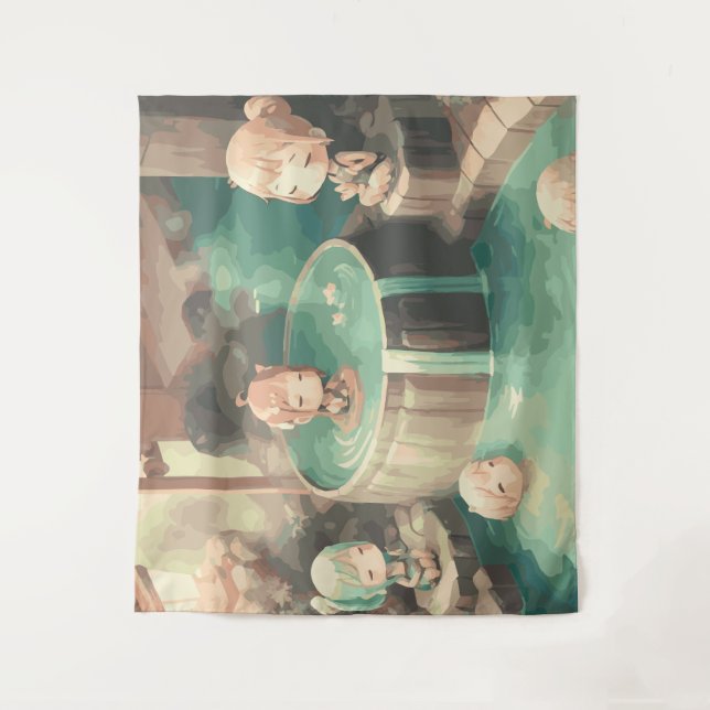 Tenture Cute Kawaii Anime dans la piscine (Devant)