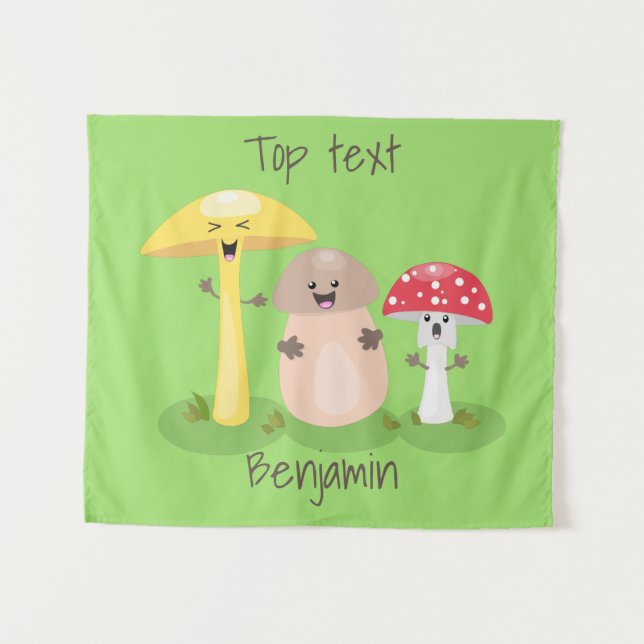 Tenture Cute kawaii champignon champignon toadstool (Devant (Horizontal))