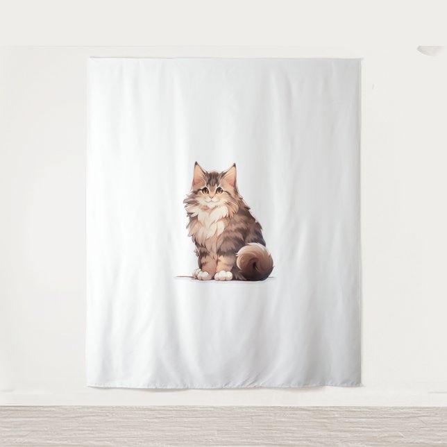 Tenture Cute Kawaii Maine Coon Big Chat (Devant)