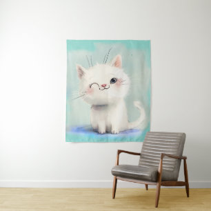 Tenture Cute Kitten blanc