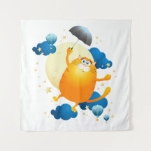 Cute Kitten volant avec parapluie