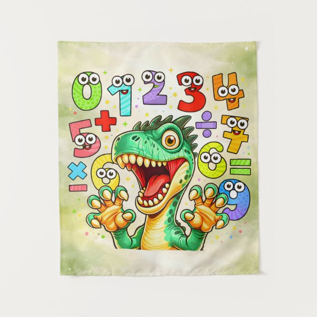 Tenture Cute Maths Dinosaur Numbers Poster for Kids (Devant)