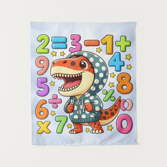 Tenture Cute Maths Dinosaur Numbers Poster for Kids (Devant)