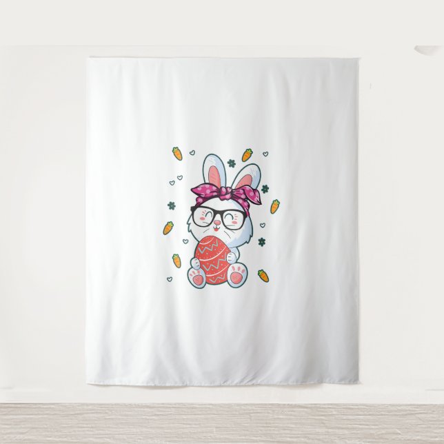 Tenture Cute Nerd Easter Day Bunny Funny Rabbit Graphic (Devant)