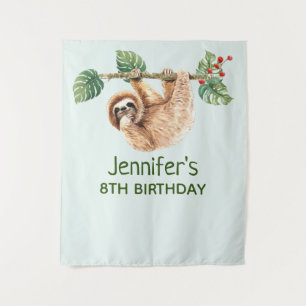 Tenture Cute Paresseux Suspendu à l'Envers Anniversaire Aq