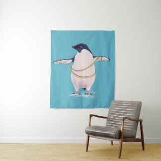 Tenture Cute Penguin régime bleu