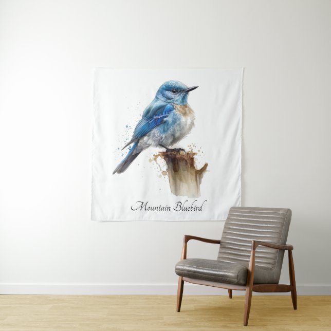 Tenture Cute Petite Montagne Bluebird Aquarelle, personnal (En situation)