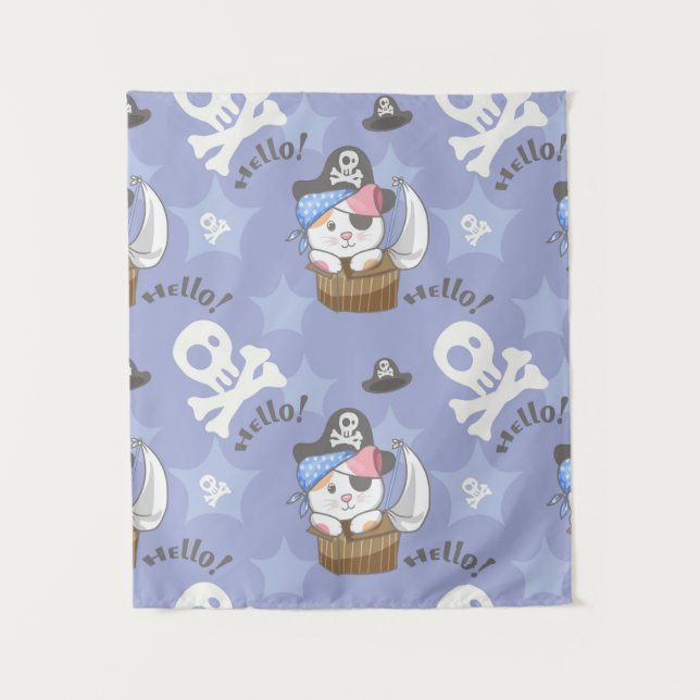 Tenture Cute Pirate Kitten Motif (Devant)