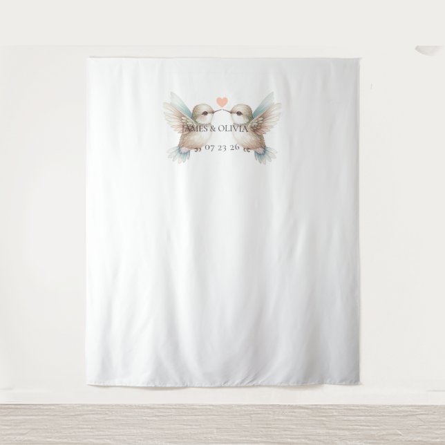 Tenture Cute Romantique Mariage de colibris (Devant)