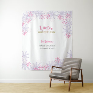 Tenture Cute Rose Winter Wonderland Baby shower Snowflakes