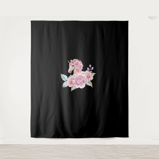 Tenture Cute Unicorn Avec Fleurs Floral Unicorn Filles Fil (Devant)