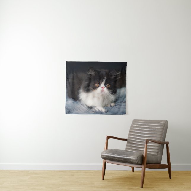 Tenture Cutest Baby Animals | Fluffy B&W Kitten (En situation (horizontale))