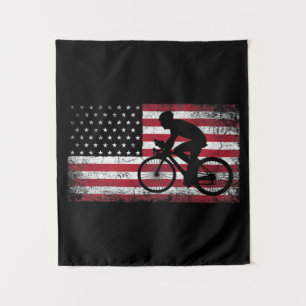 Tenture Cycliste Cycliste Bicycle Américain Drapeau 4 juil