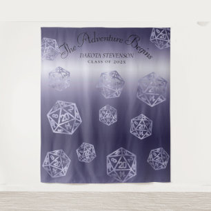 Tenture D20 bleu   RPG Dice Mariage Photo Booth Arrière-pl