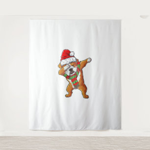 Tenture Dabbing English Bulldog Père Noël Cadeaux de Noël