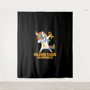 Tenture Dabbing Unicorn Enfance Cancer Awareness Guerrier