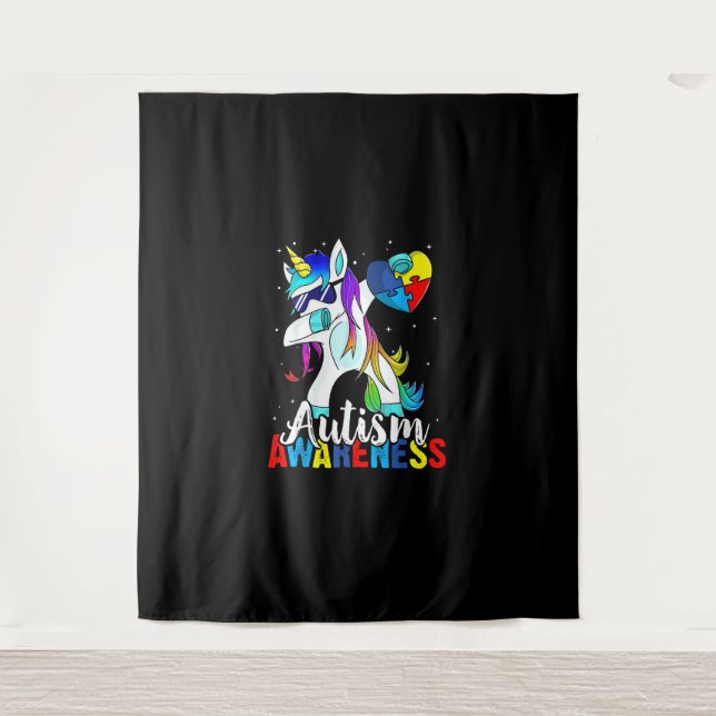 Tenture Dabbing Unicorn Sensibilisation sur l'autisme Enfa (Devant)