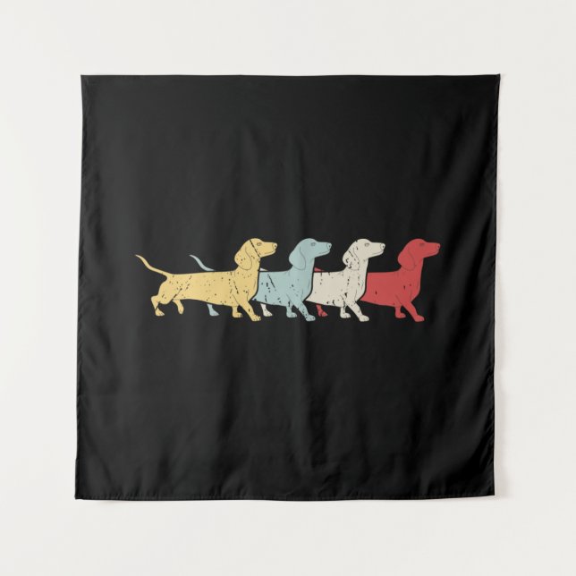 Tenture Dachshund Rétro Vintage (Devant)