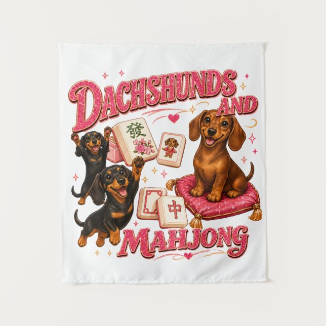 Tenture Dachshunds et Mahjong (Devant)