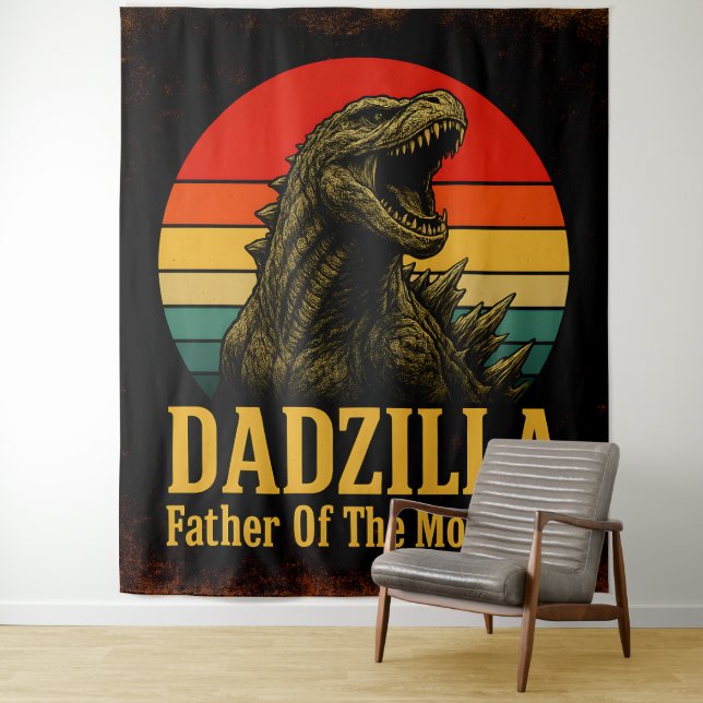Tenture Dadzilla père des monstres fête des pères (En situation)