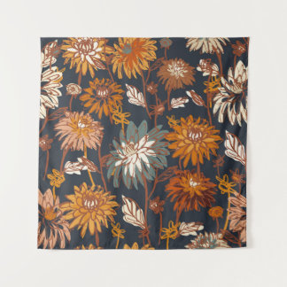 Tenture Dahlia et chrysanthèmes audacieux sans couture mot