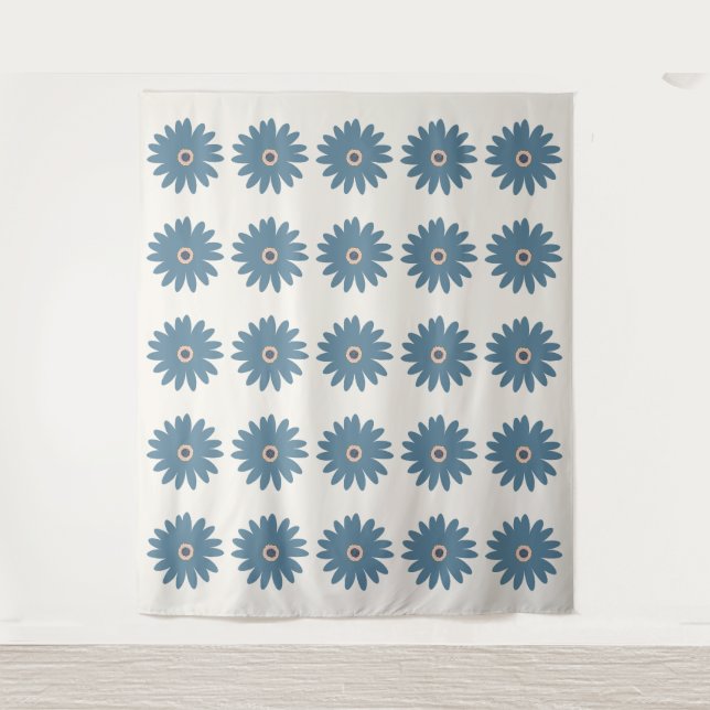 Tenture Daisy Bleue Et Crème (Devant)