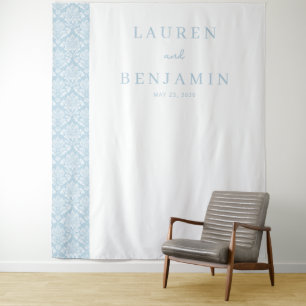 Tenture Damas Bleu Élégant
