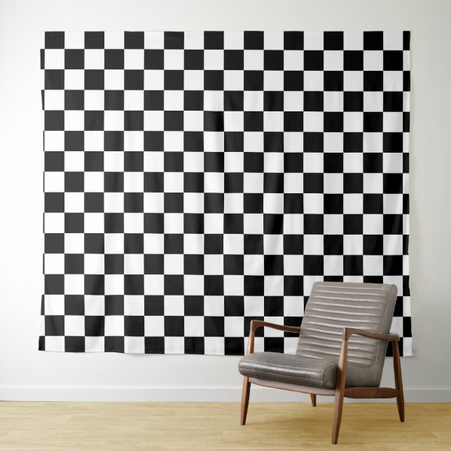 Tenture Damier noir et blanc (En situation (horizontale))