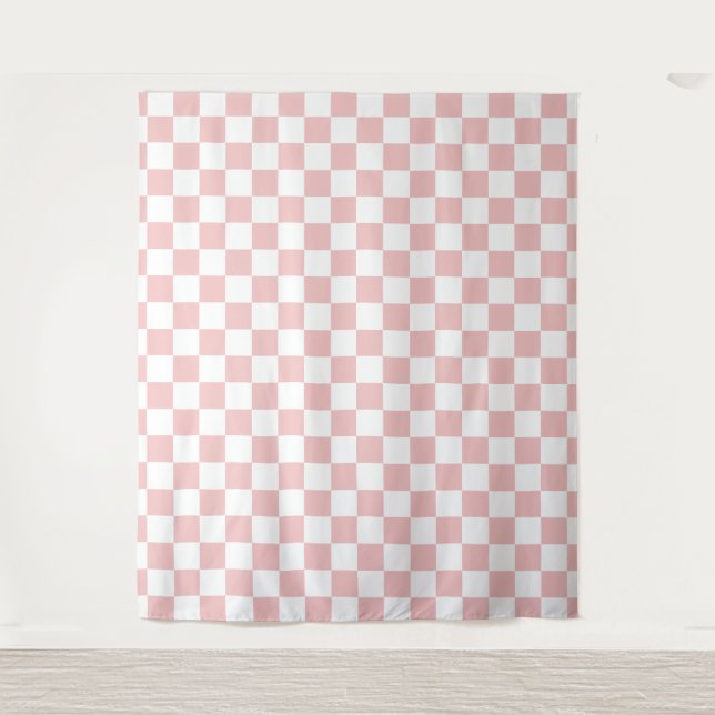 Tenture Damier Rose Bébé (Devant)