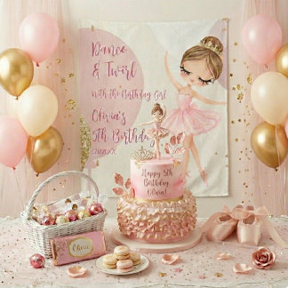 Tenture Dance & Twirl Pink Ballerina Dancer Girl Birthday