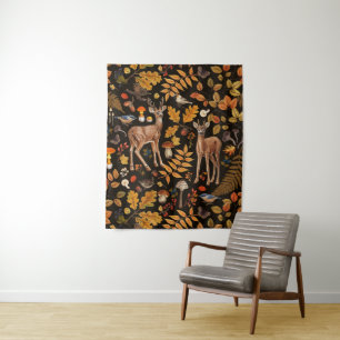 Tenture Dans les bois / Cerf d'automne sur noir