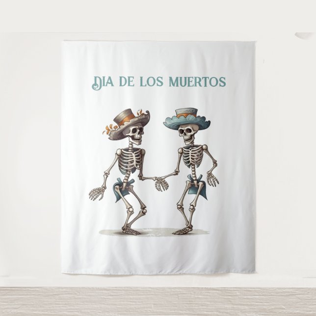 Tenture Danse Éternelle Dia de los Muertos Calaveras (Devant)