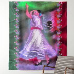 Tenture Danseuse Mexicaine & Roses 0175
