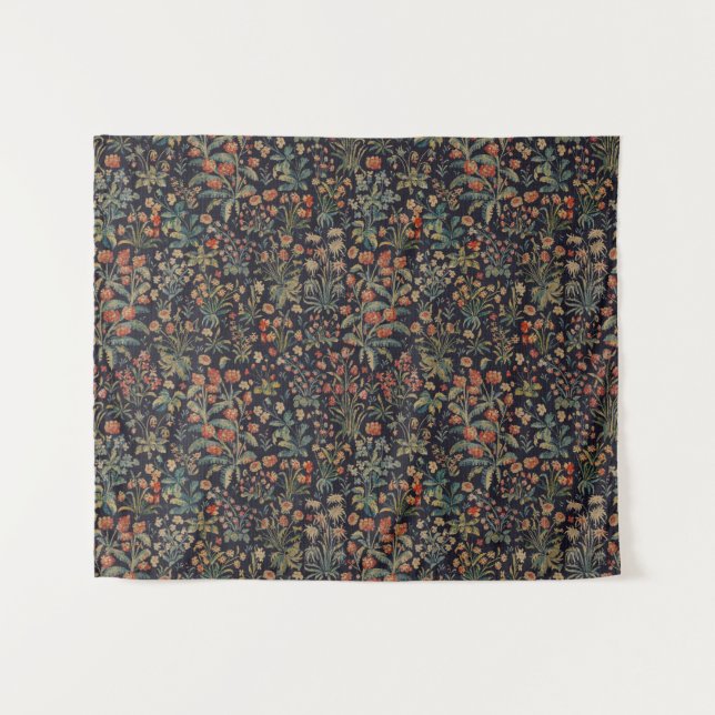 Tenture Dark Moody Midnight Forest Floral Botanical (Devant (Horizontal))