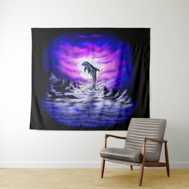 Tenture Dauphin clair de lune (En situation (horizontale))