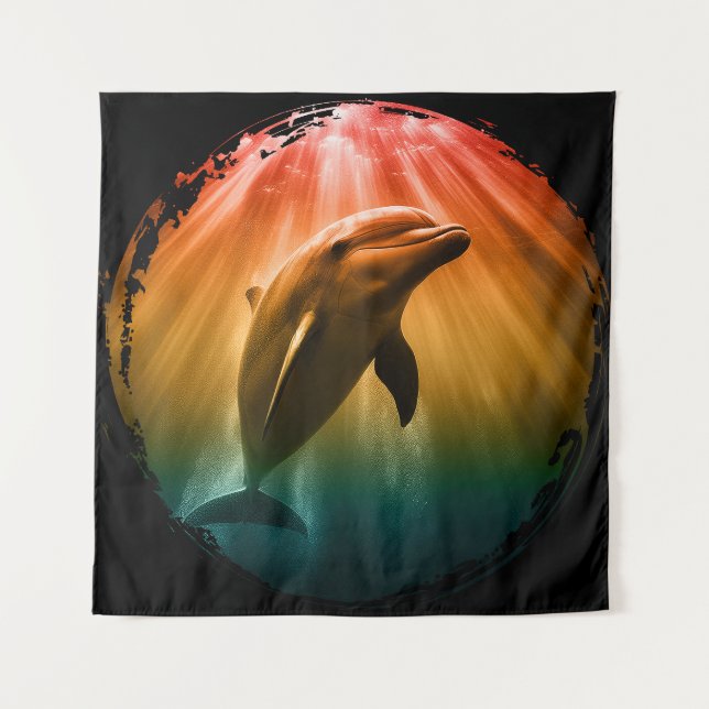 Tenture dauphin été mer océan coucher de soleil  (Devant)
