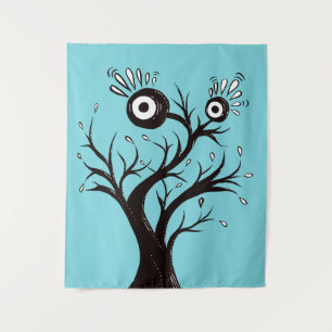 Tenture De dessin étrange d'encre de monstre d'arbre