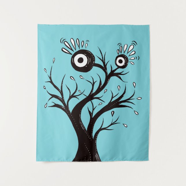 Tenture De dessin étrange d'encre de monstre d'arbre (Devant)