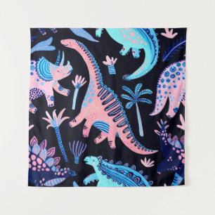 Tenture De mignons dinosaures caricaturaux motif sans cout