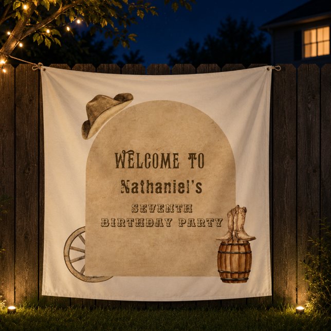 Tenture Décor d'anniversaire de cow-boy western rustique (Créateur téléchargé)