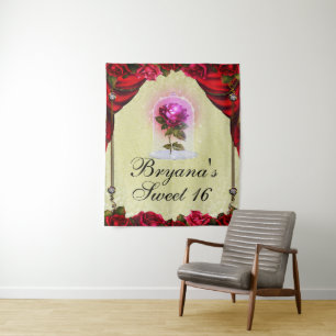 Tenture Décor de fête de beauté Enchanted Red Rose Sweet 1
