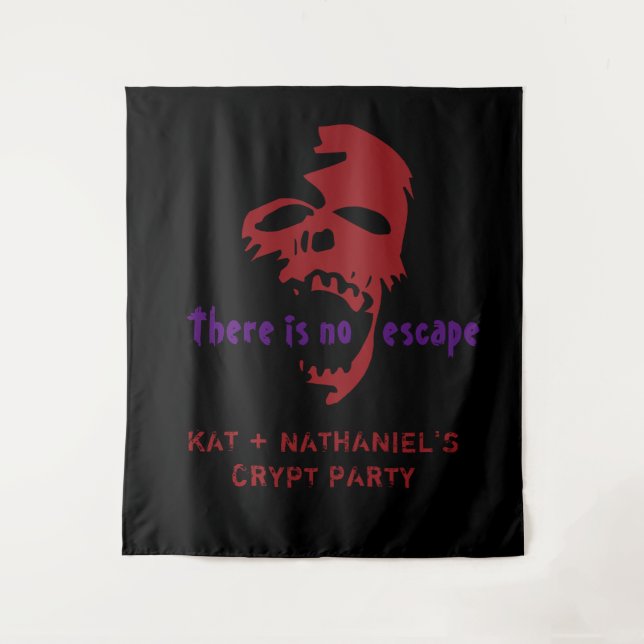 Tenture Décor de fête d'Halloween crâne rouge thème horreu (Devant)