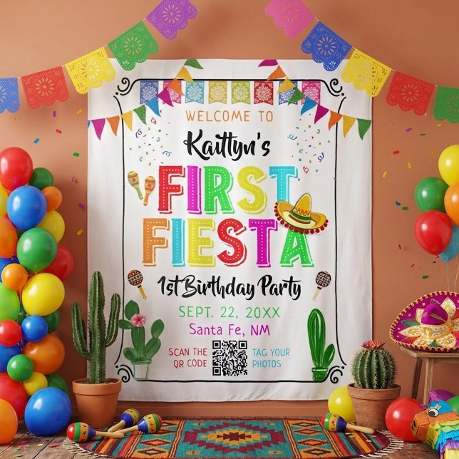 Tenture Décor de fête pour le premier anniversaire mexicai (Créateur téléchargé)
