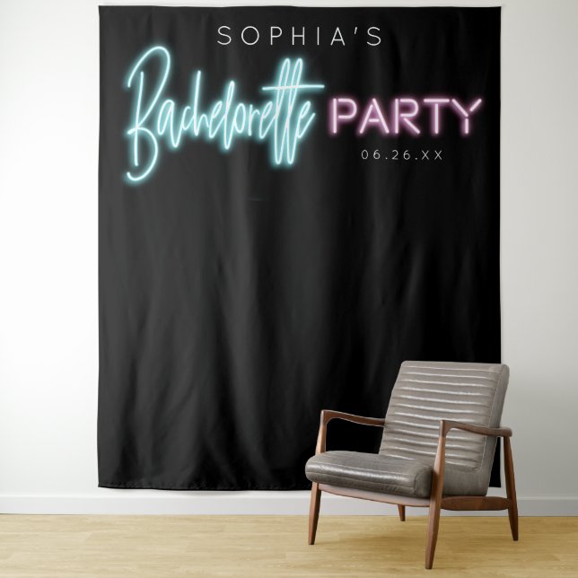 Tenture Décor de fond de fête de bachelorette néon (En situation)