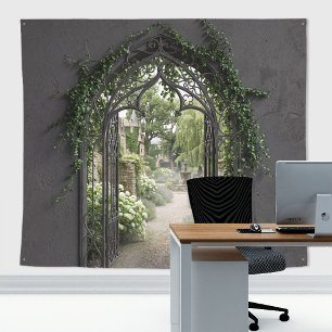 Tenture Décor de fond de jardin secret en fer forgé gothiq