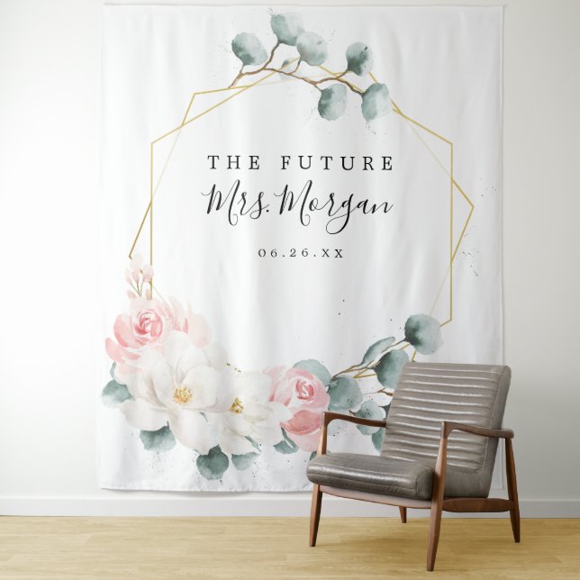 Tenture Décor de fond de mariage de future Mme avec verdur (En situation)